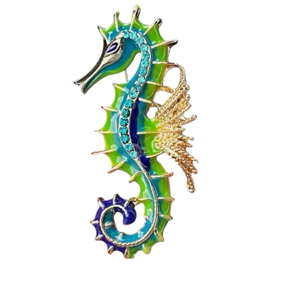 ‎GLAZED SEAHORSE BROOCH